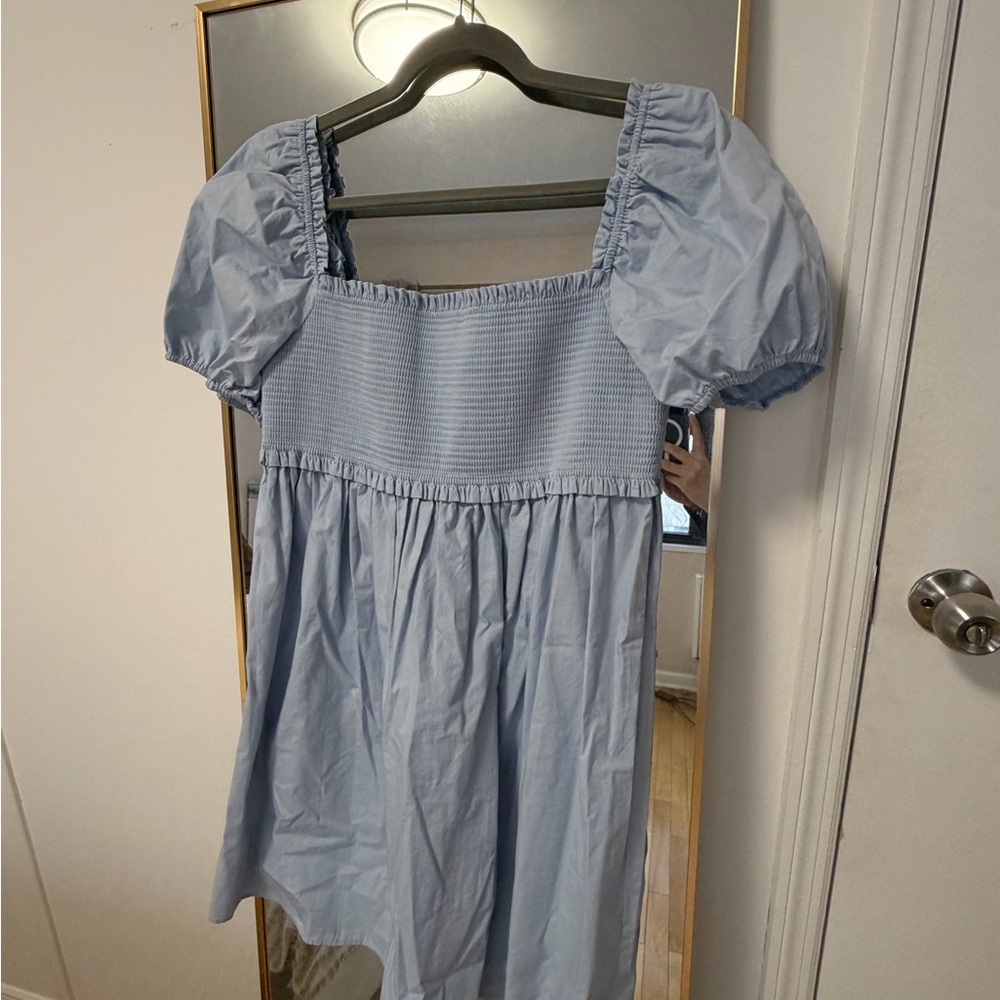 Sky Blue Puff Sleeve Dress